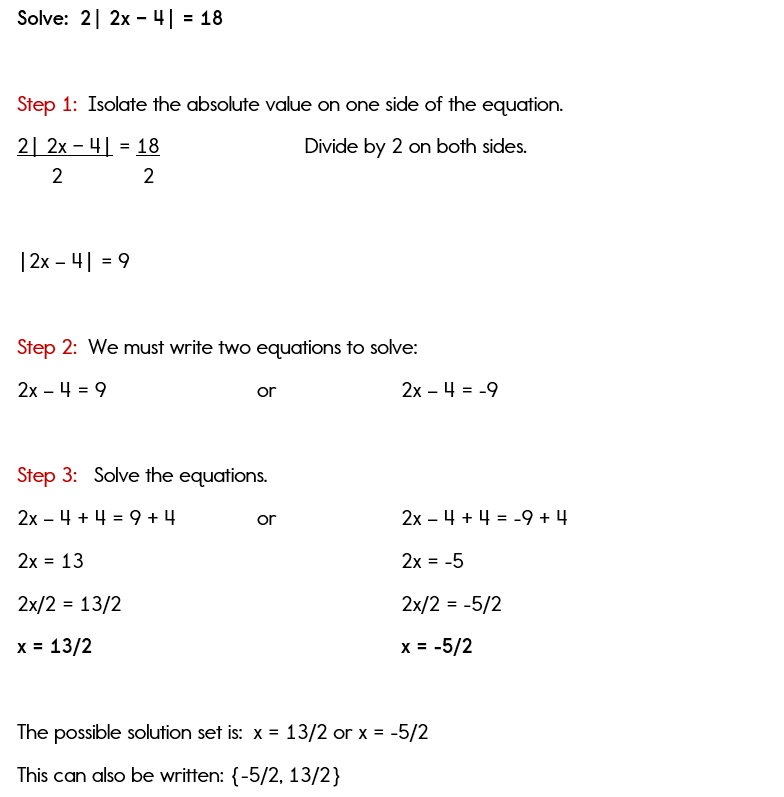 worksheet solving absolute value equations