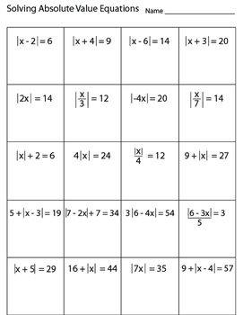 Solving Absolute Value Equations Worksheet By Kevin Wilda TpT