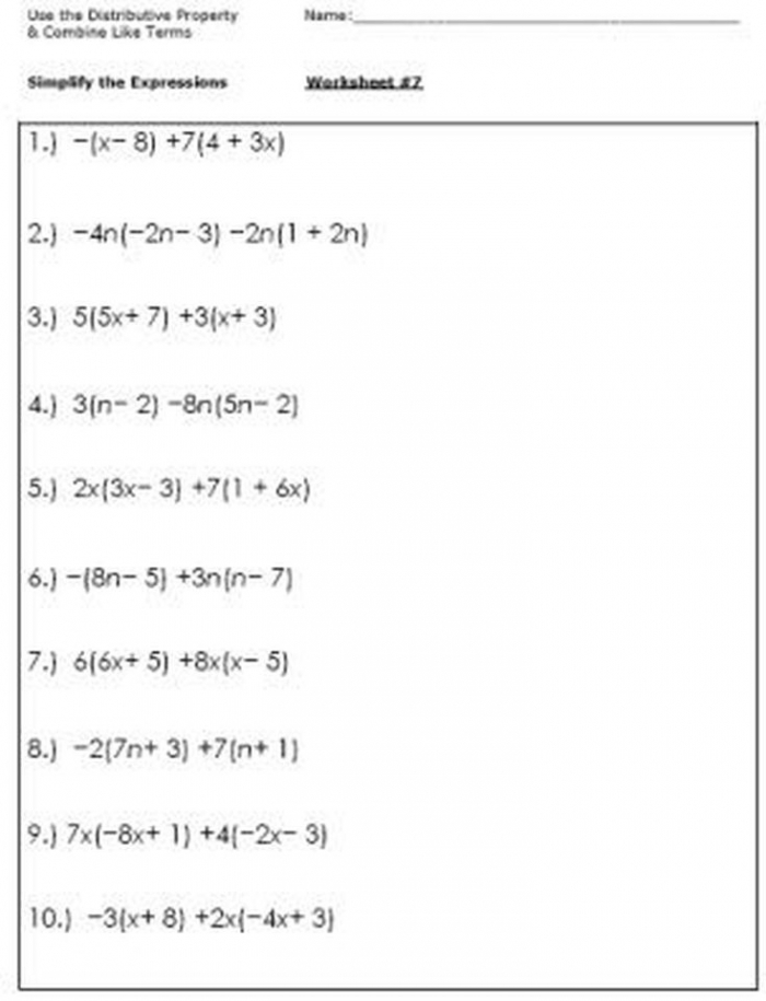 algebraic equations worksheets