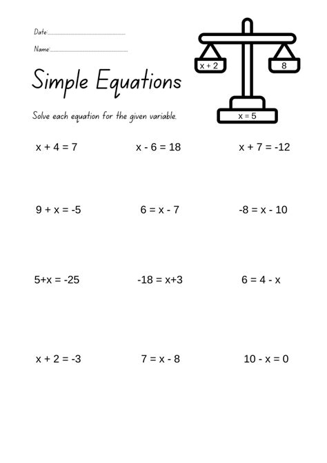 Solving Basic Equations Worksheets Worksheets Library