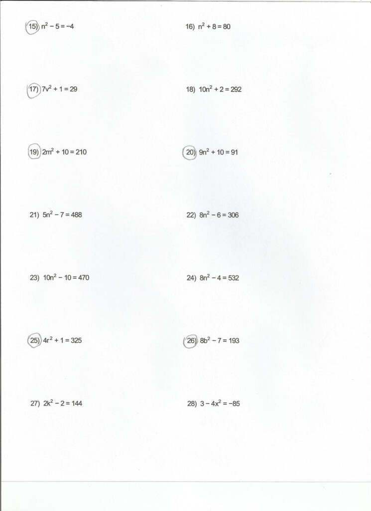 Solving Equations Using Square Roots Worksheet Equations Worksheets