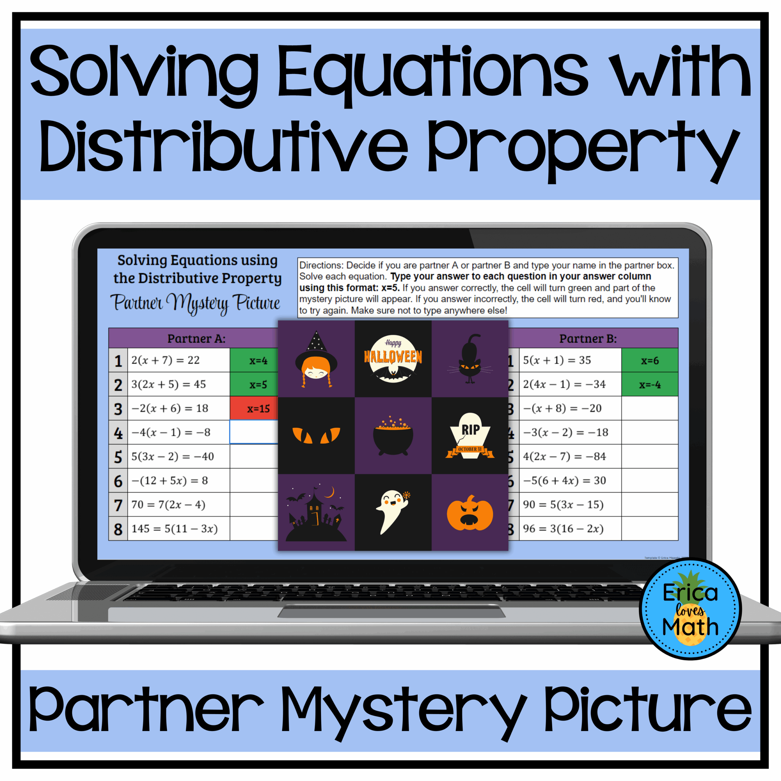 Solving Equations Using The Distributive Property Task Cards To 