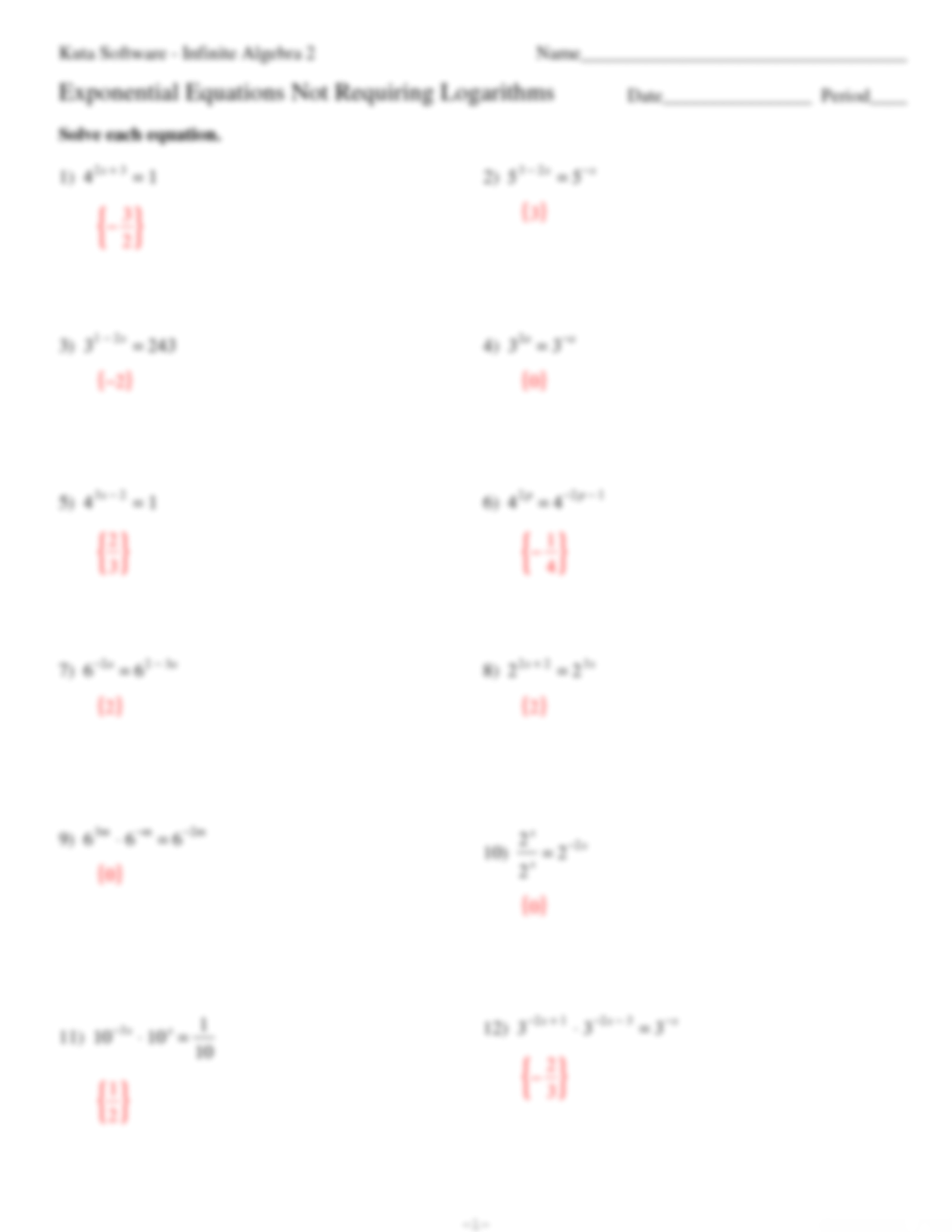 Solving Exponential Equations Using Logarithms Maze With 2 Ends