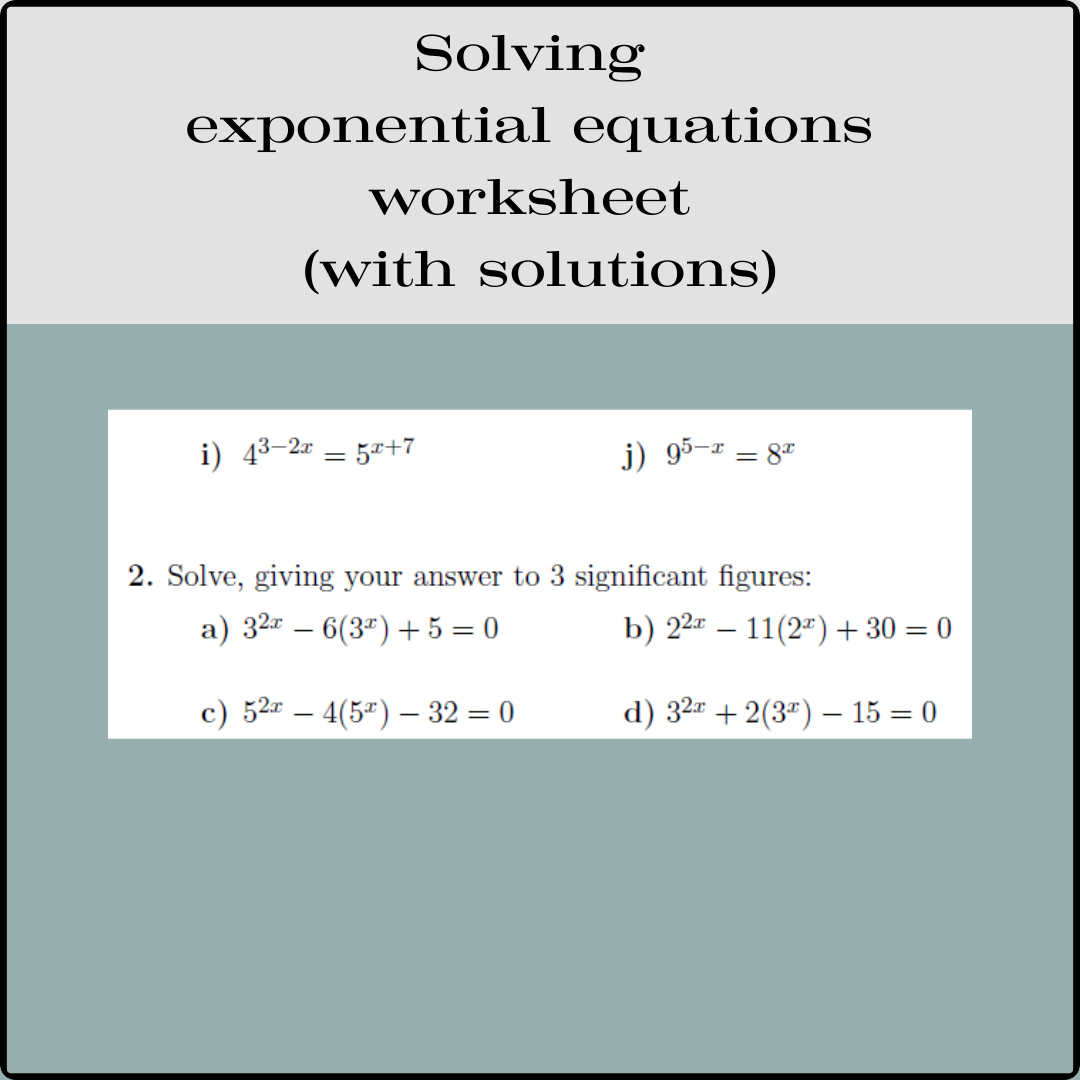 Solving Exponential Equations Worksheet with Solutions Worksheets 