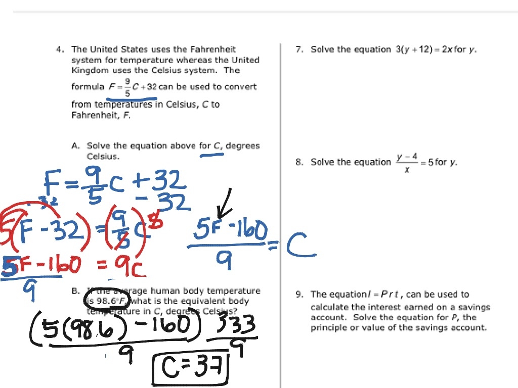 Solving Literal Equations Worksheet E streetlight