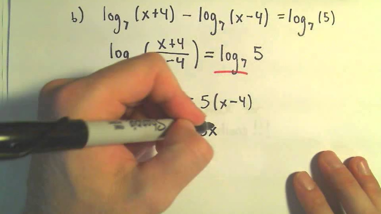 Solving Logarithmic Equations Example 1 YouTube Worksheets Library