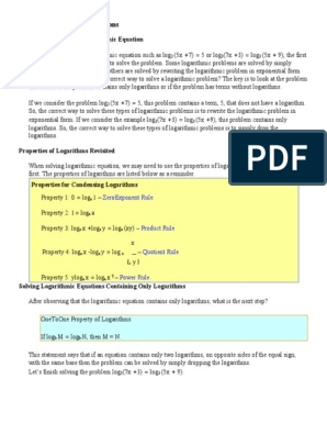 logarithmic equation worksheet