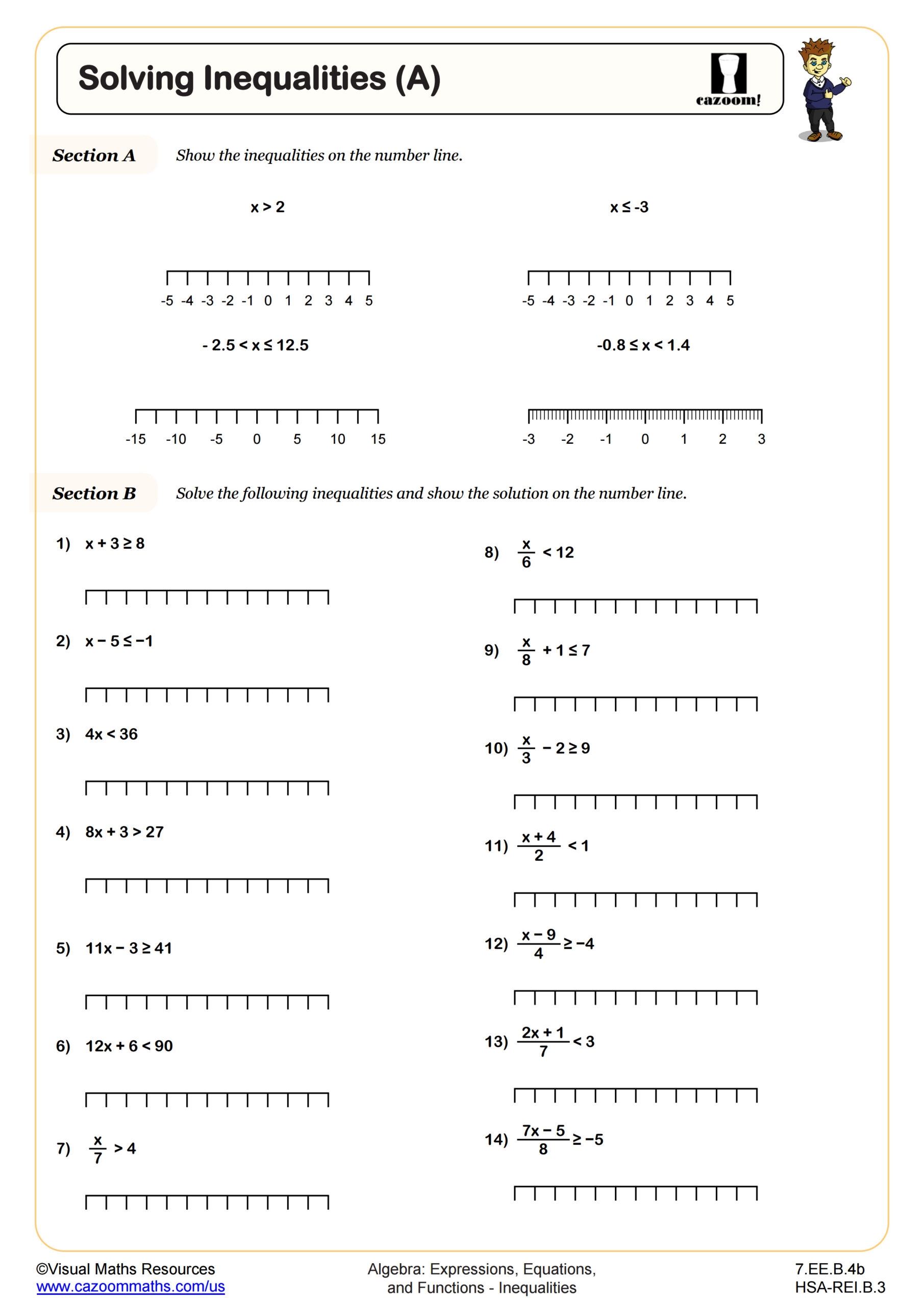 Solving Mixed Equations And Inequalities 33 Worksheet For 10th 