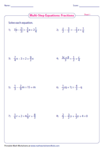 Solving Multistep Equations Worksheet Equations Worksheets