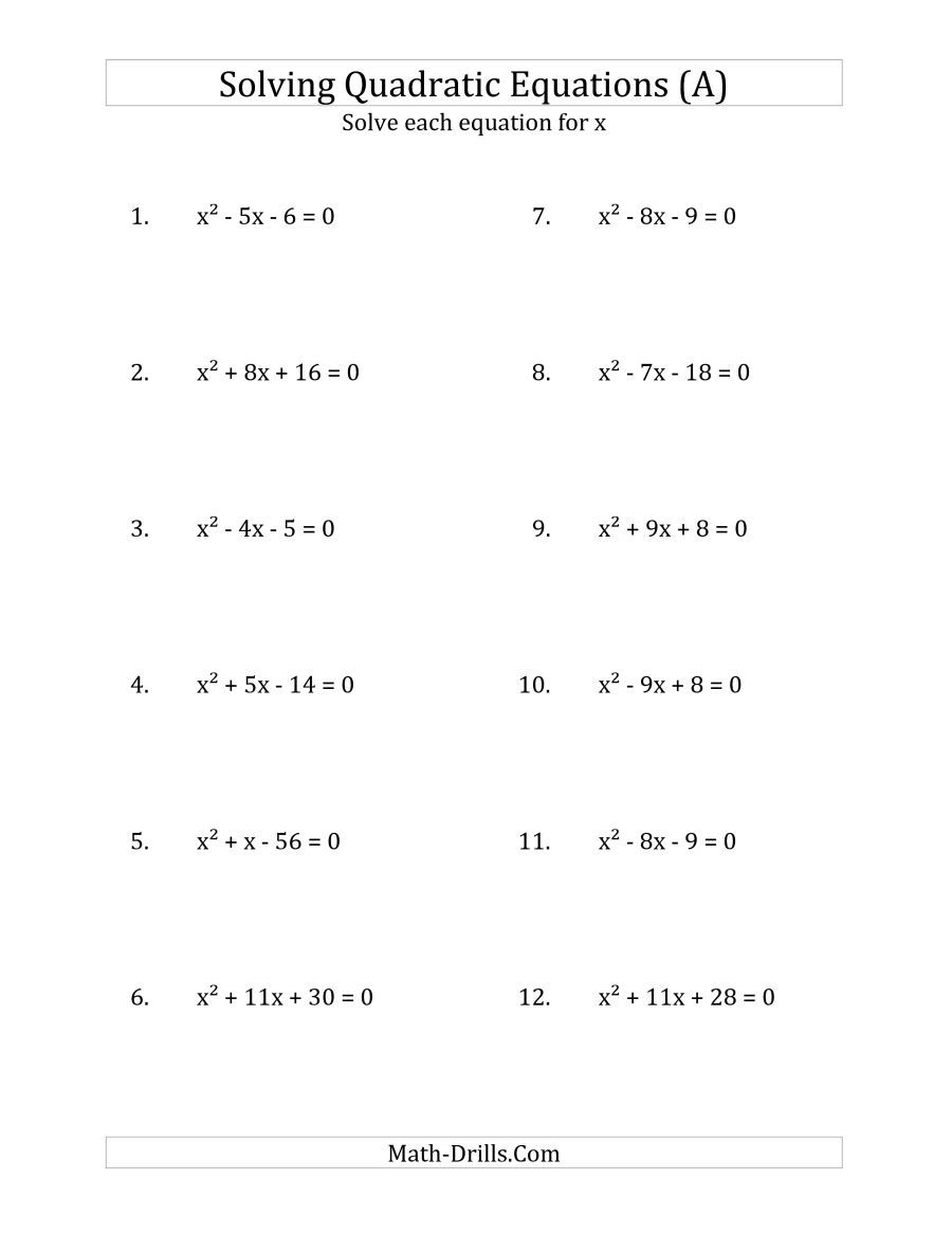 Solving Polynomial Equations In Factored Form Worksheet Equations