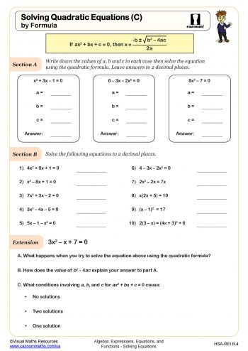 Solving Quadratic Equations B By Factoring Worksheet Algebra 