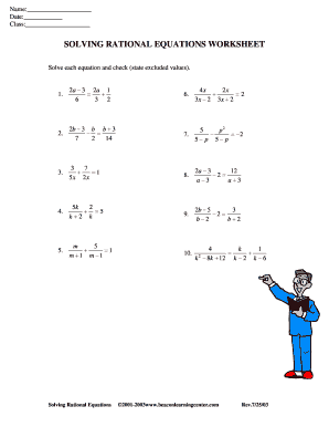 Solving Rational Equations Worksheet Fill Online Printable Fillable