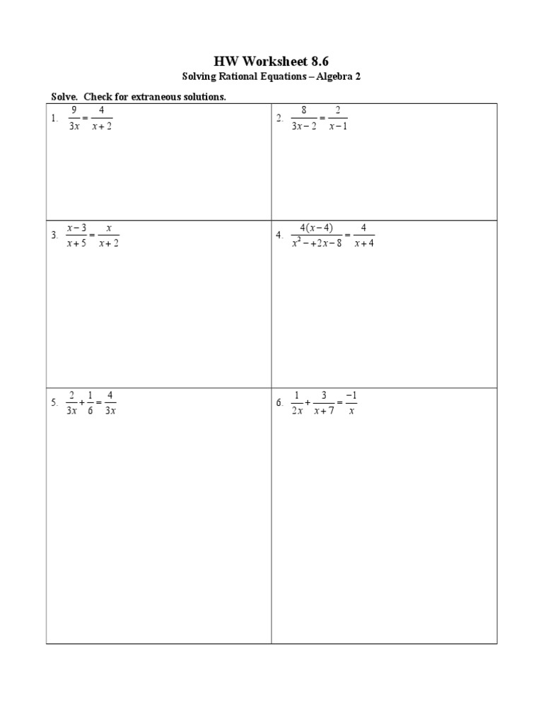 rational equations worksheet
