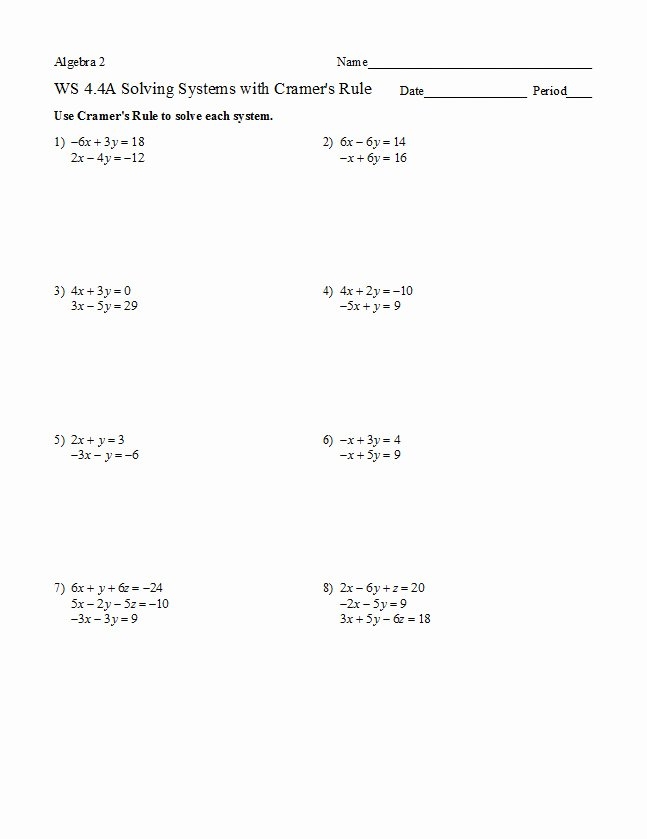 elimination system of equations worksheet