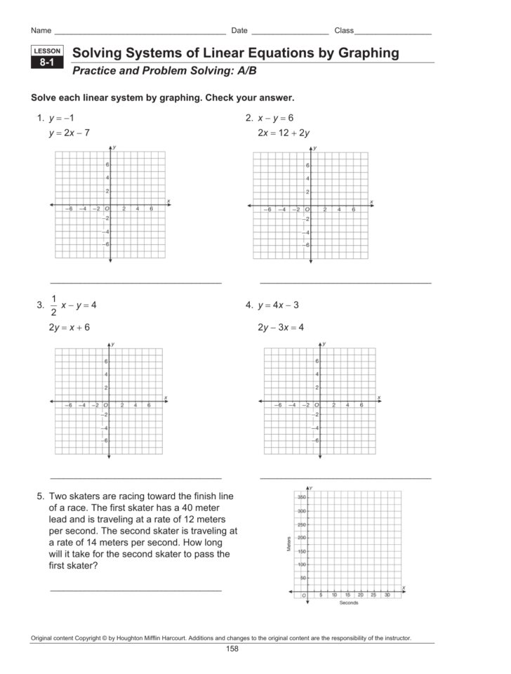solving systems of equations by graphing worksheet answers