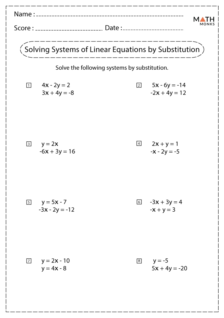 solving systems of equations worksheets