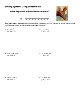 Solving Systems Of Equations Substitution Worksheet Equations Worksheets