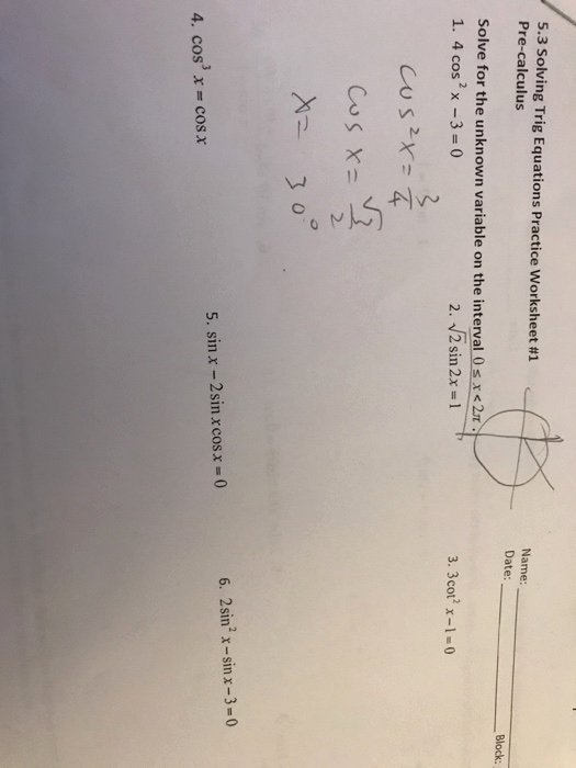 Solving Trig Equations Worksheet Best Of Solved 5 3 Solving Trig 