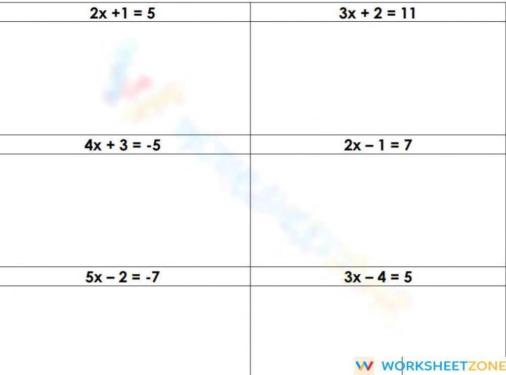 Solving Two Step Linear Equations Worksheet Worksheets Library