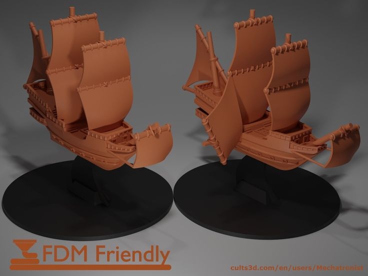 Space Galleon Flying Fantasy Ship Models For DnD Spelljammer STLs For 