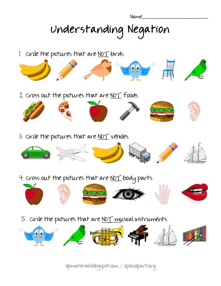 speech and language printable activities