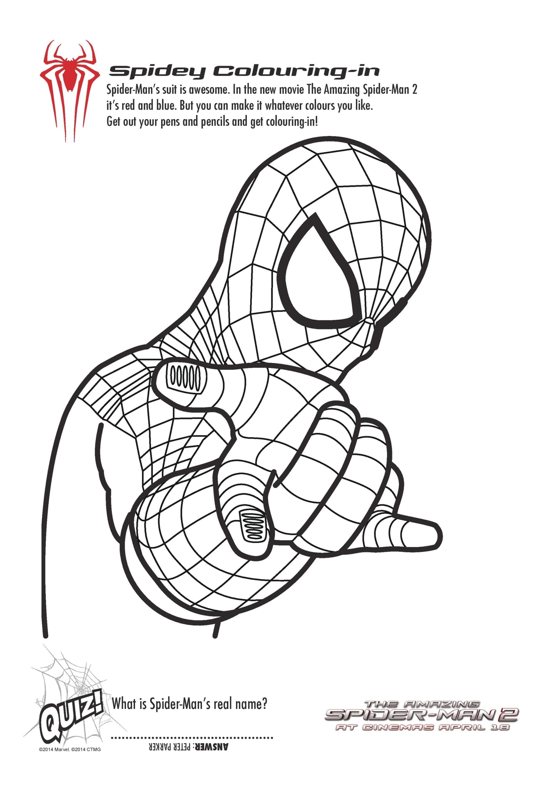 printable spiderman pictures to color