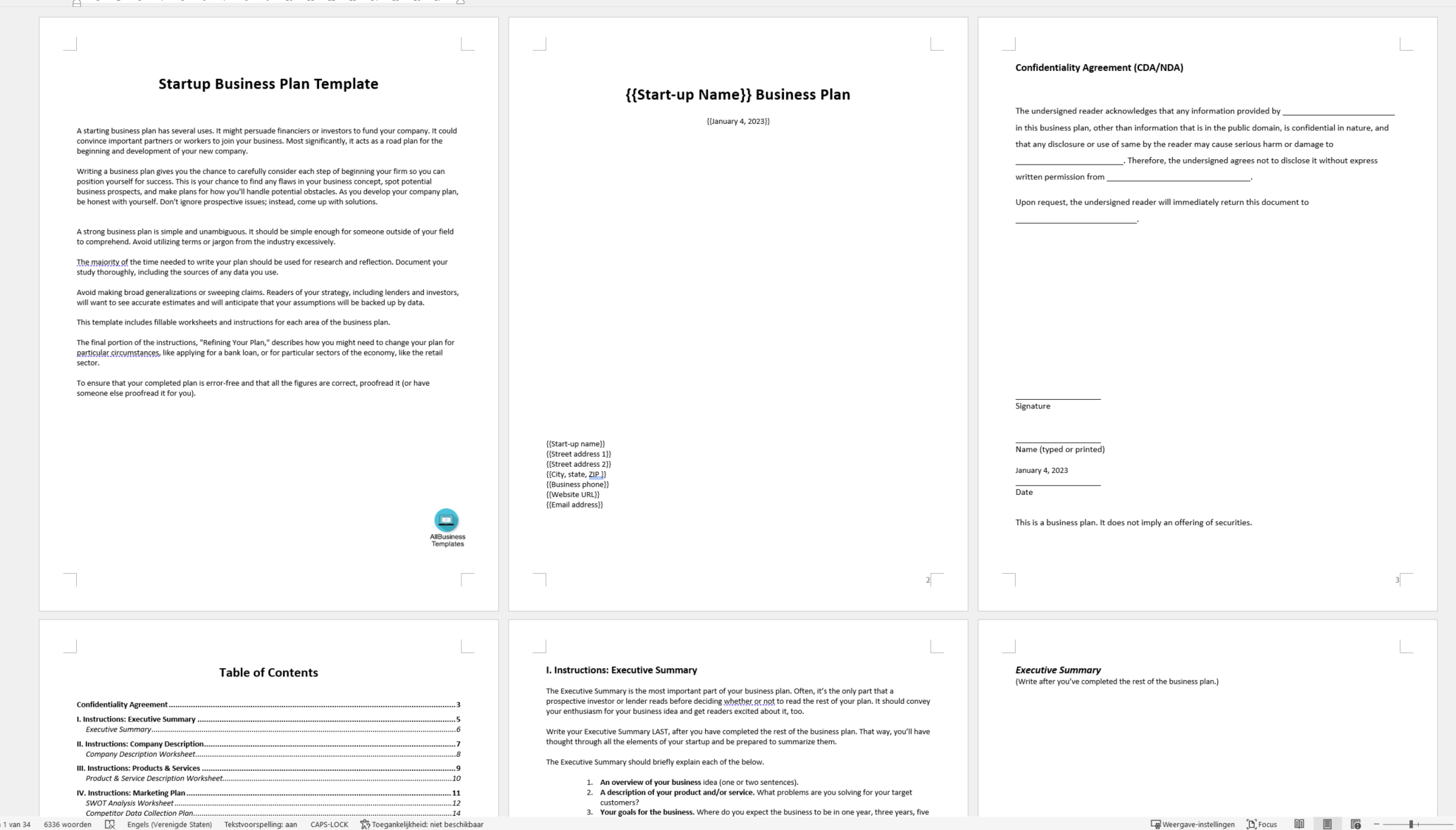 Startup Business Plan Template Templates At Allbusinesstemplates