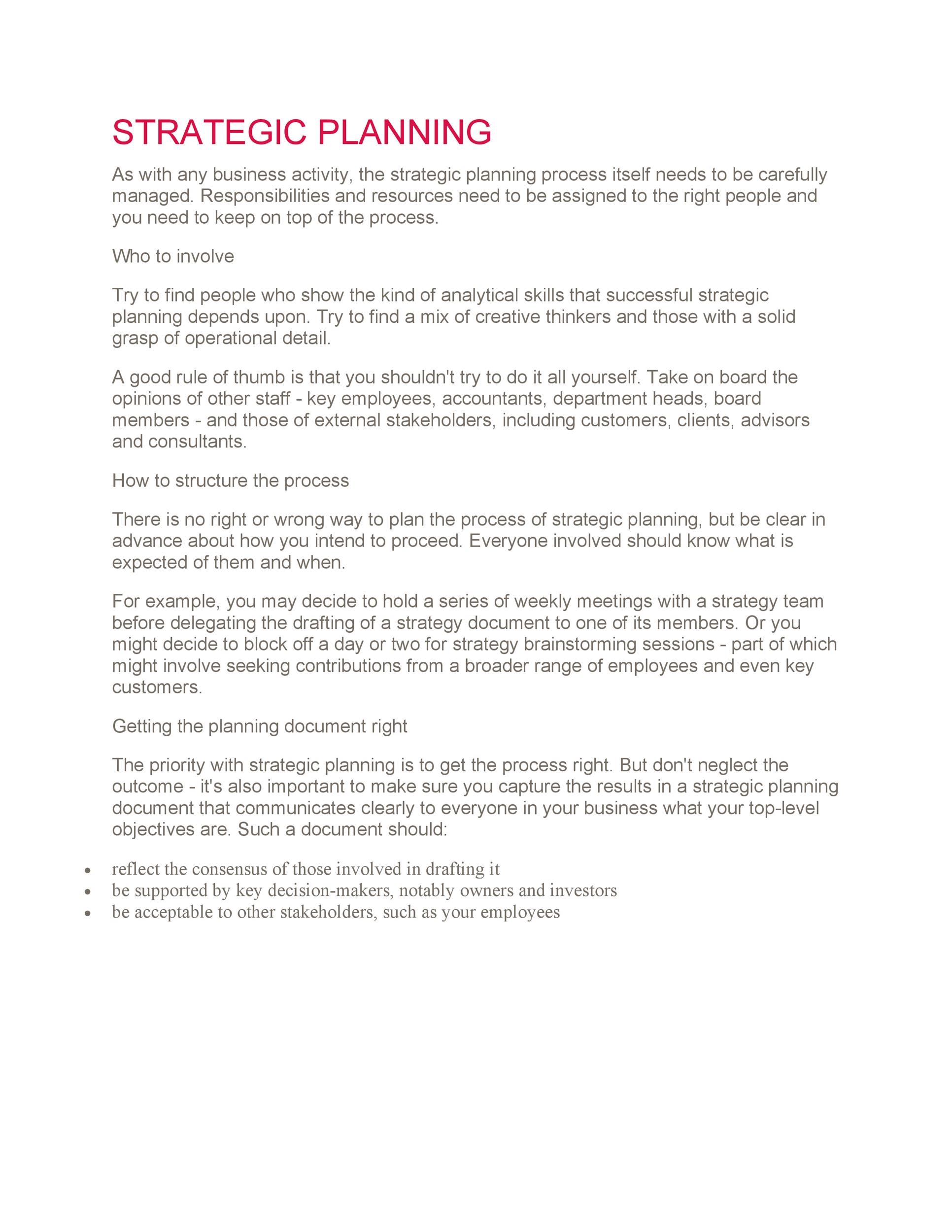 Strategic Planning Process Template Database