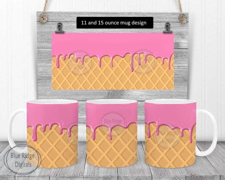 Strawberry Drips Full Wrap Mug Sublimation Design 11 And 15 Oz Etsy 