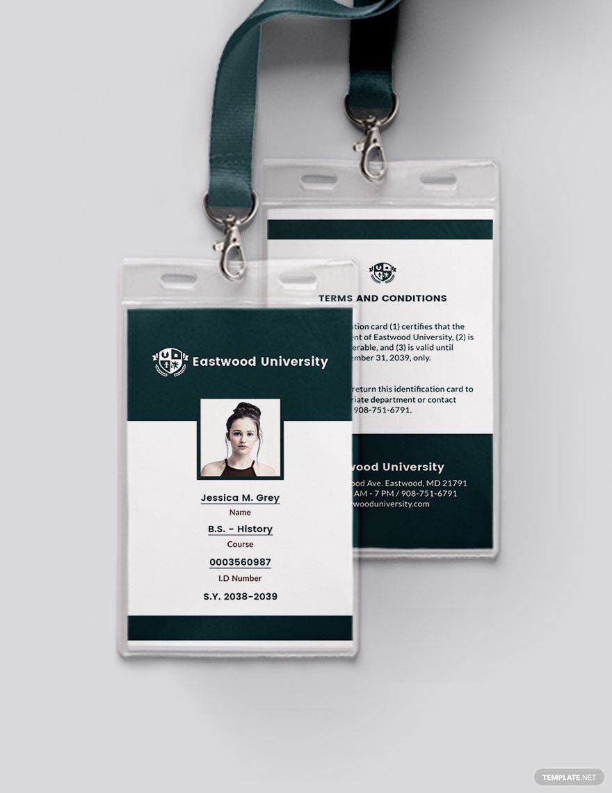 free printable student id card template