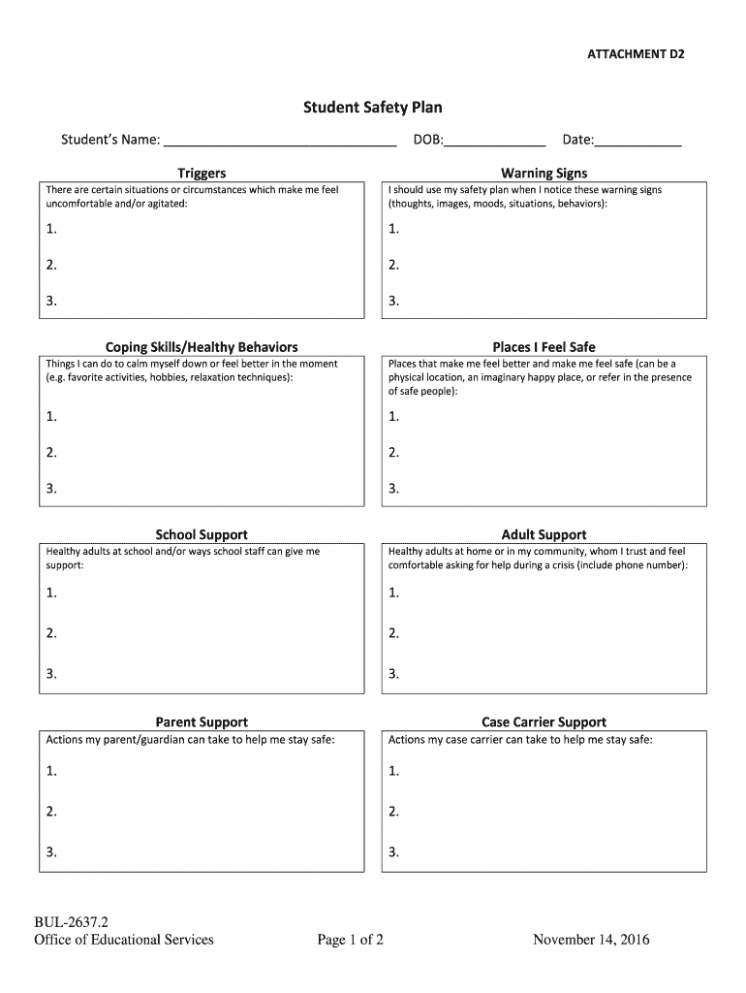 safety plan template for students