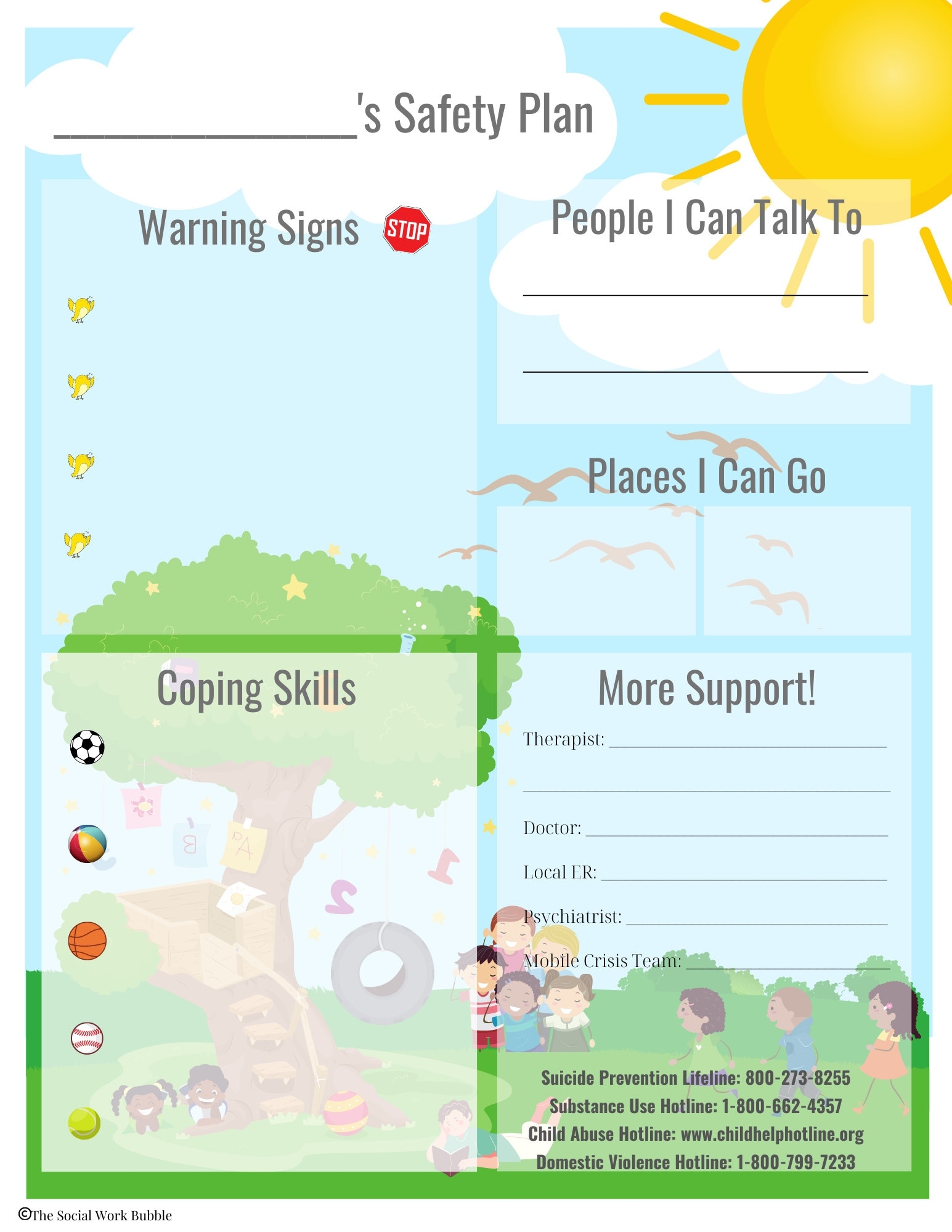 Suicide Safety Plan Printable Template