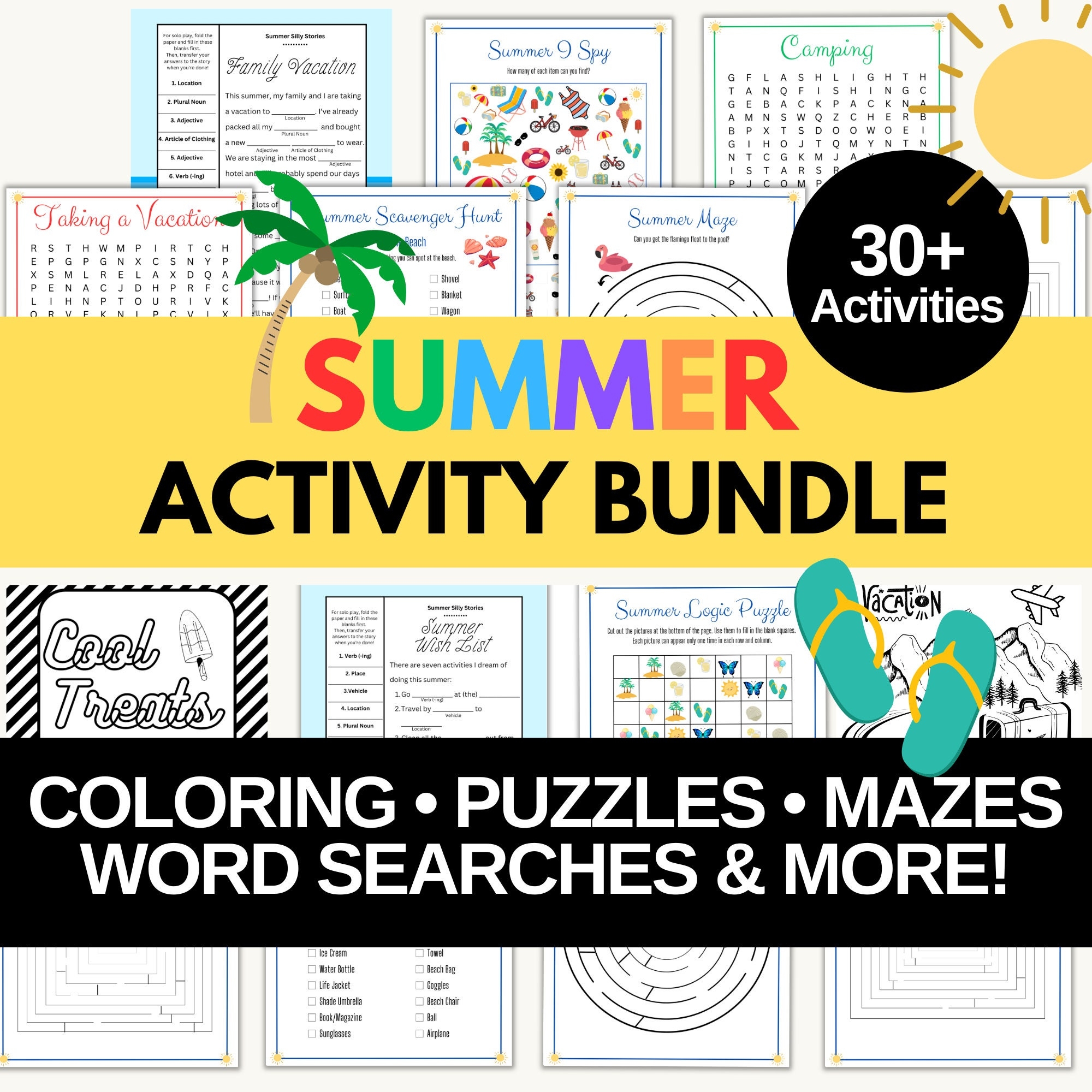 Summer Printable Activities For Kids Word Searches Etsy
