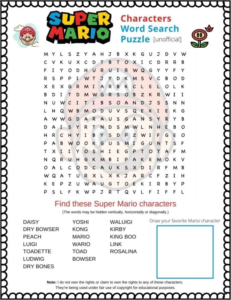 Super Mario Word Search Printable Web Super Mario Bros The Best Porn 