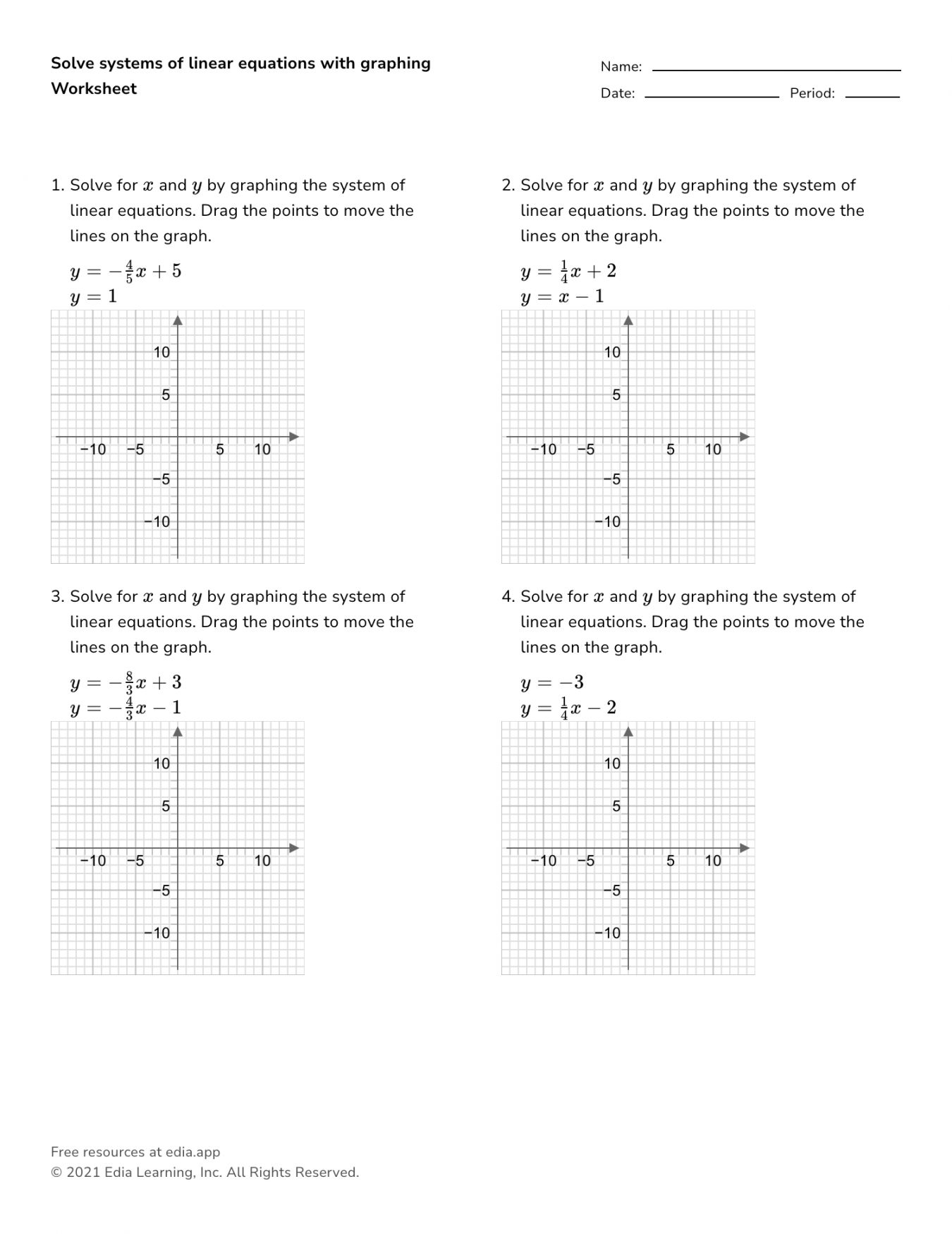 Systems Of 3 Equations Worksheet Printable PDF Template