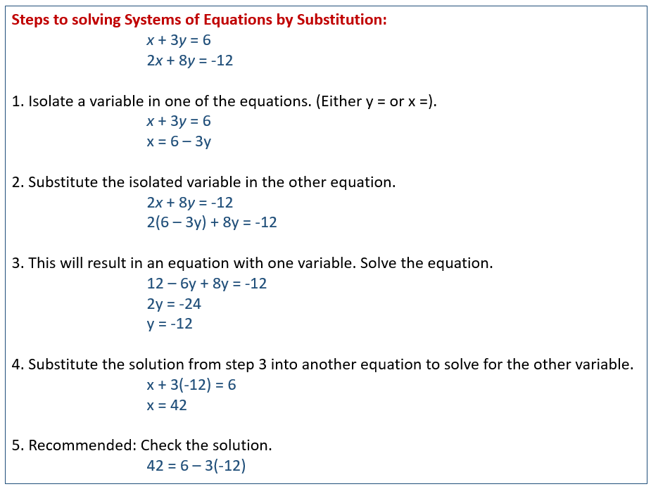 Systems Of Equations Substitution Worksheet