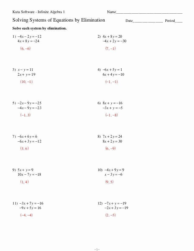 Systems Of Equations Worksheet Elegant Solving Systems Equations By