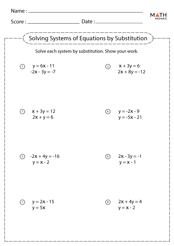 Systems Of Equations Worksheet Equations Worksheets