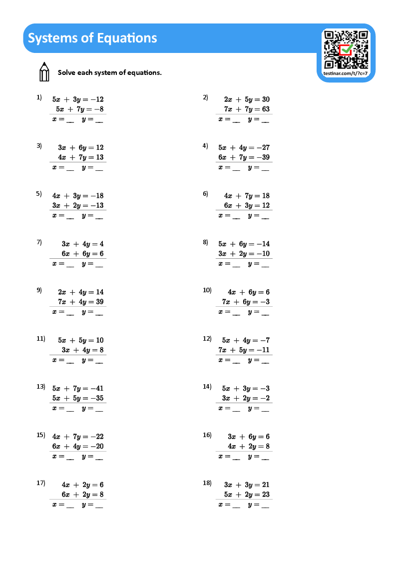 Systems Of Equations Worksheets Worksheets Library