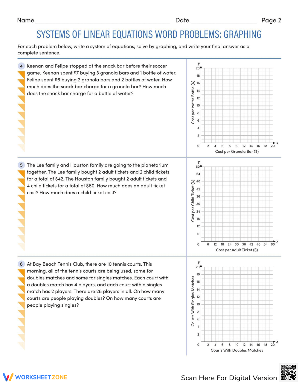 Systems Of Linear Equations Word Problems Graphing Worksheet