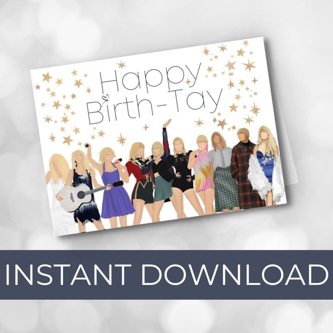 Taylor Swift Birthday Card Printable Swiftie Gift Fan Gift Etsy