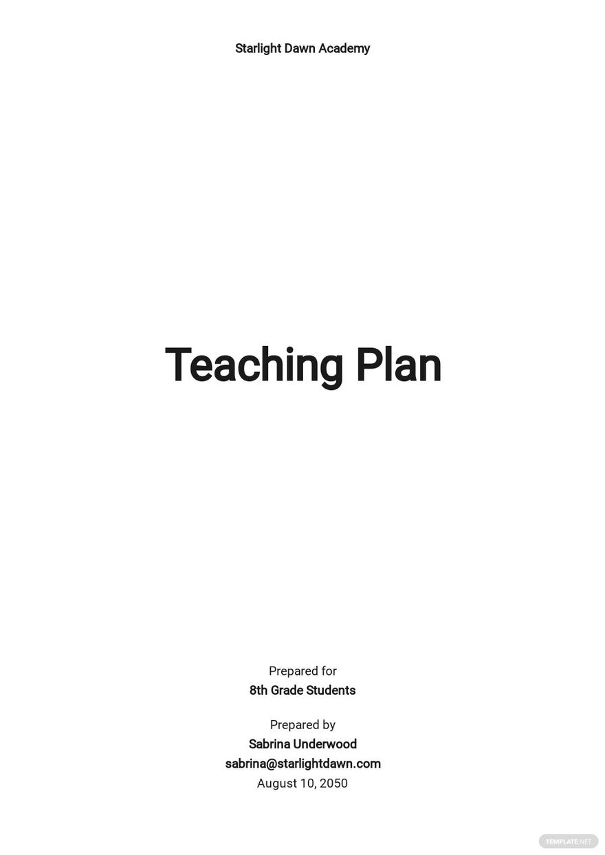 Teaching Plan Template Google Docs Word Apple Pages PDF Template