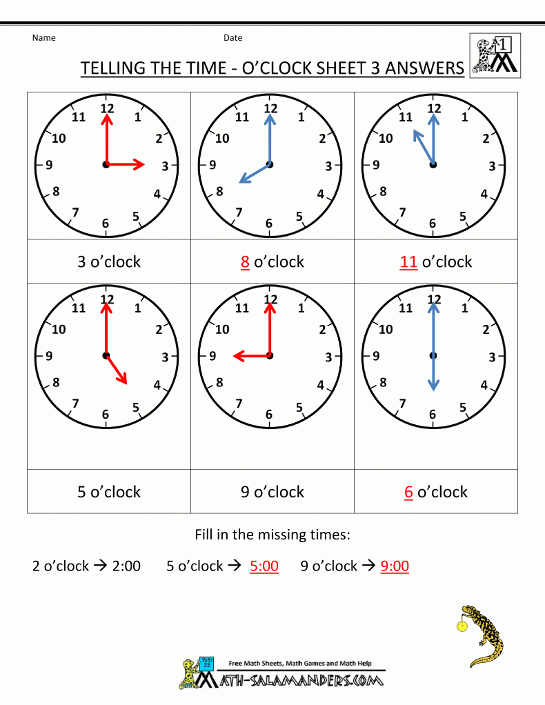 Telling Time Printable Activities Printable Worksheets