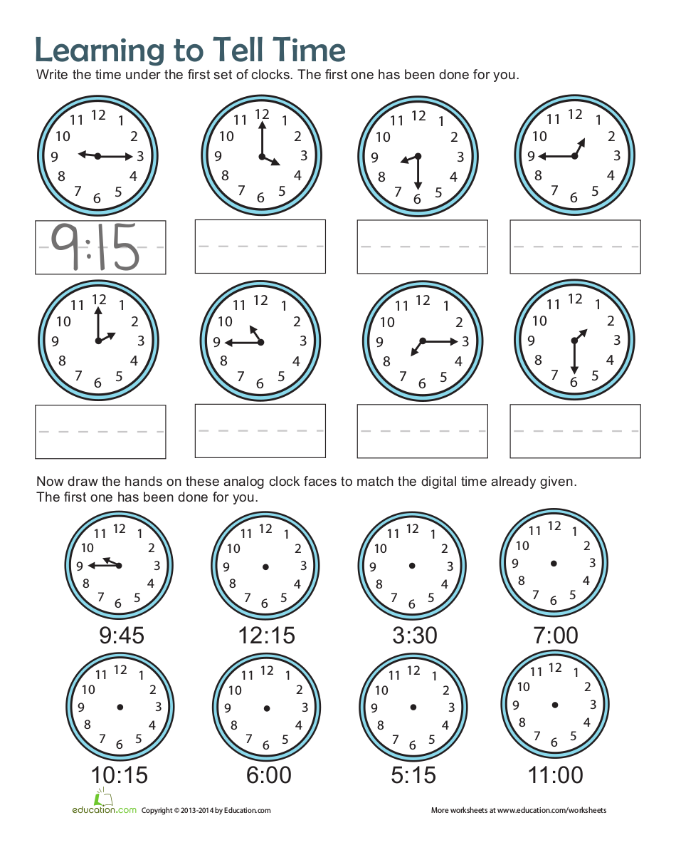 Telling Time Printable Worksheets 3rd Grade