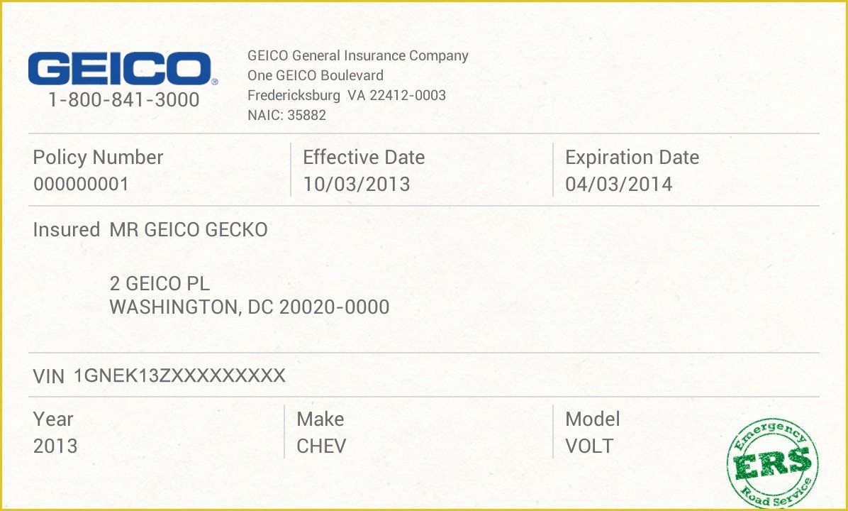 Template Printable Geico Insurance Card Printable New Year Banners