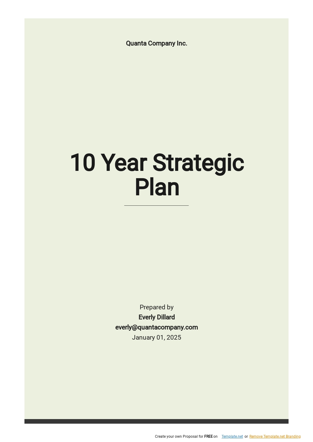 Ten Year Plan Template