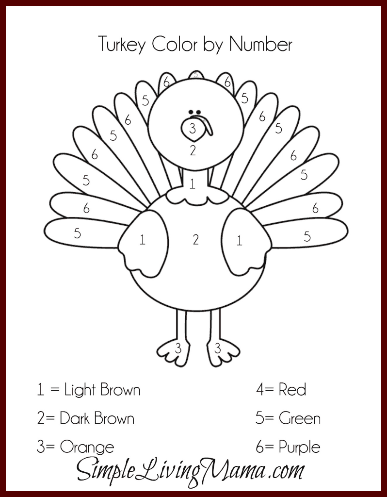 Thanksgiving Activities For Kids Free Printable Color By Number 