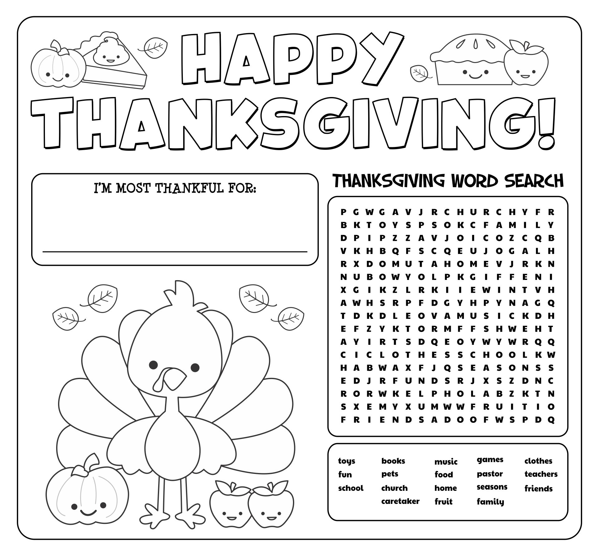 free printable thanksgiving activity