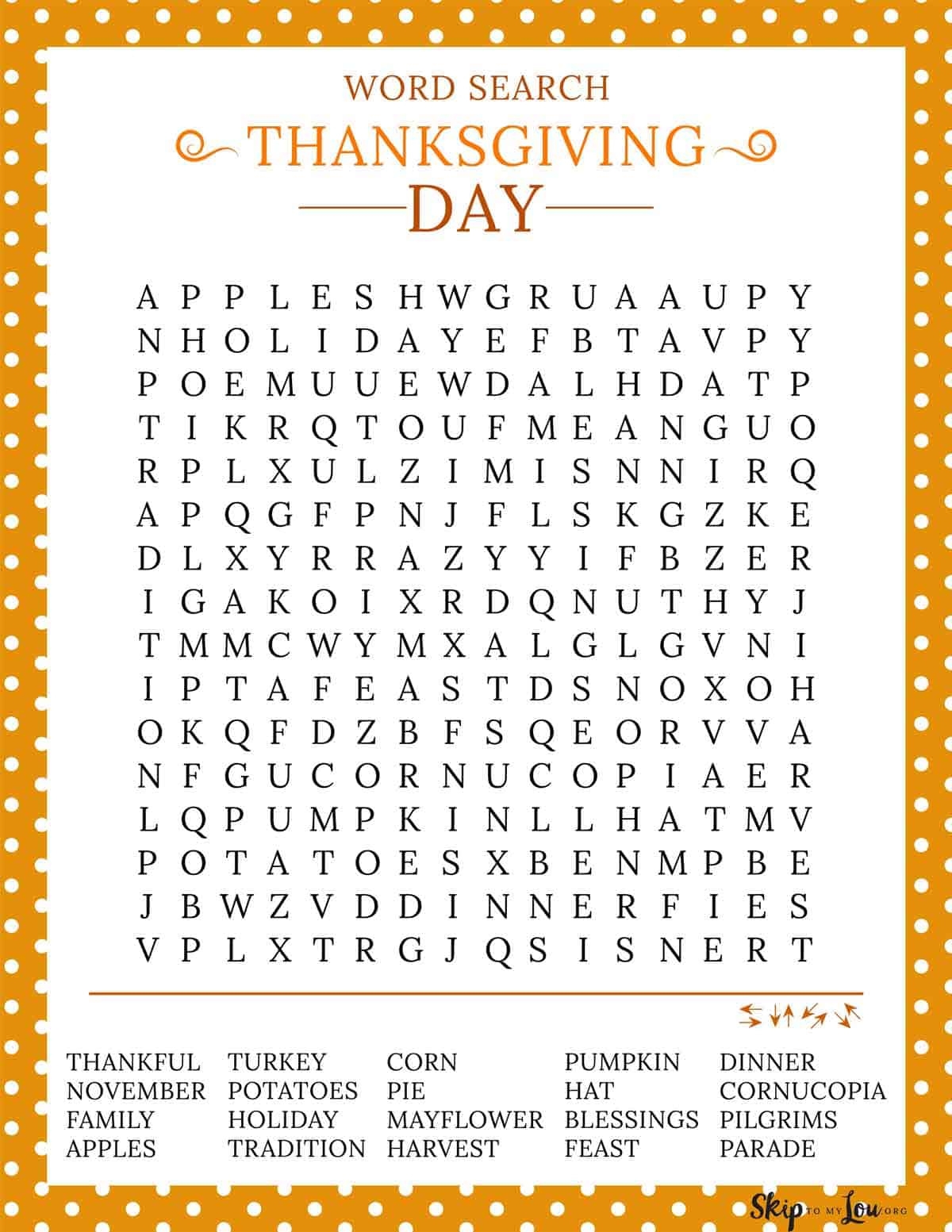 Thanksgiving Day Printable Activities FREE Printable A Z