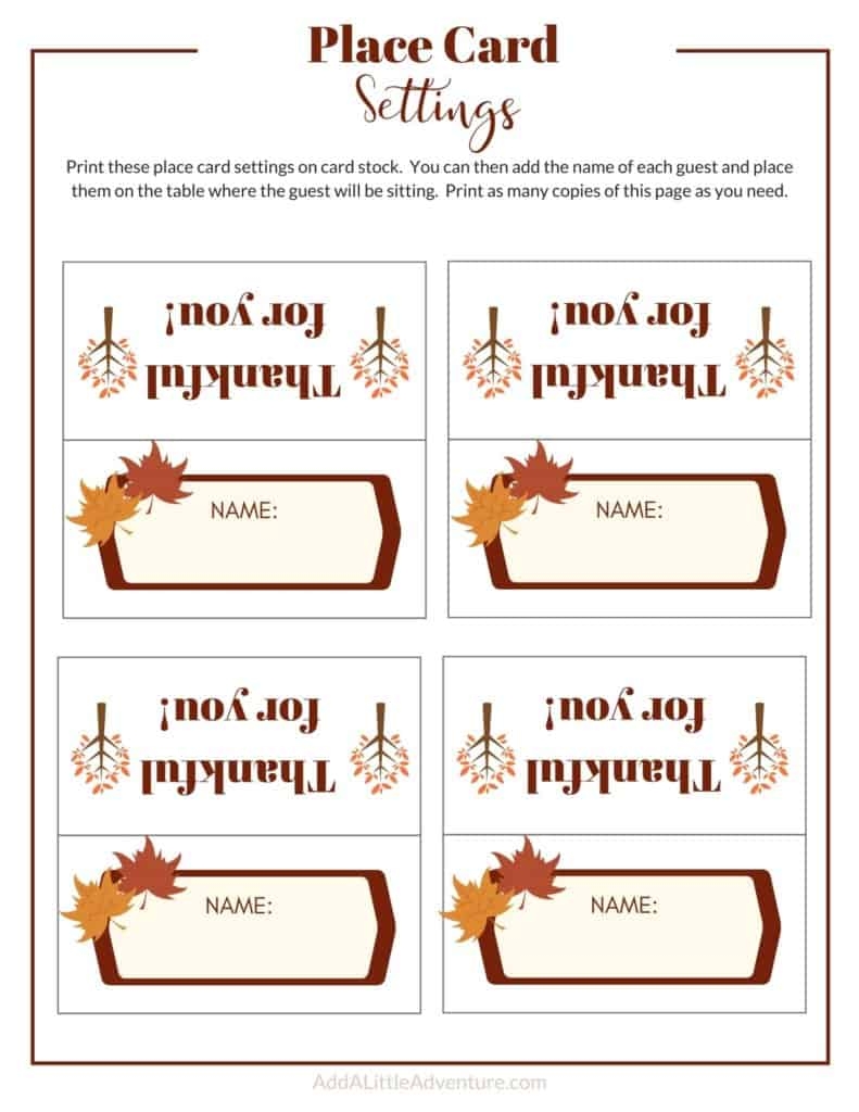 thanksgiving place cards template free printable pdf
